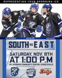 🚨🥶PJHL prospect game 2025 🥶🚨 The PJHL Prospect Game is set to take place on November 8th in Streetsville, showcasing some of the league’s brightest young talent. Representing your Georgina Ice are three outstanding players: #23 Matthew McKenna, #22 Ozzy Miller, and #10 Hayden Runge. Each of these athletes has demonstrated incredible skill, dedication, and leadership throughout the season, earning their well-deserved spot in this prestigious event. Come out and show your support as they hit the ice and represent Georgina with pride! #rollice #goicego
