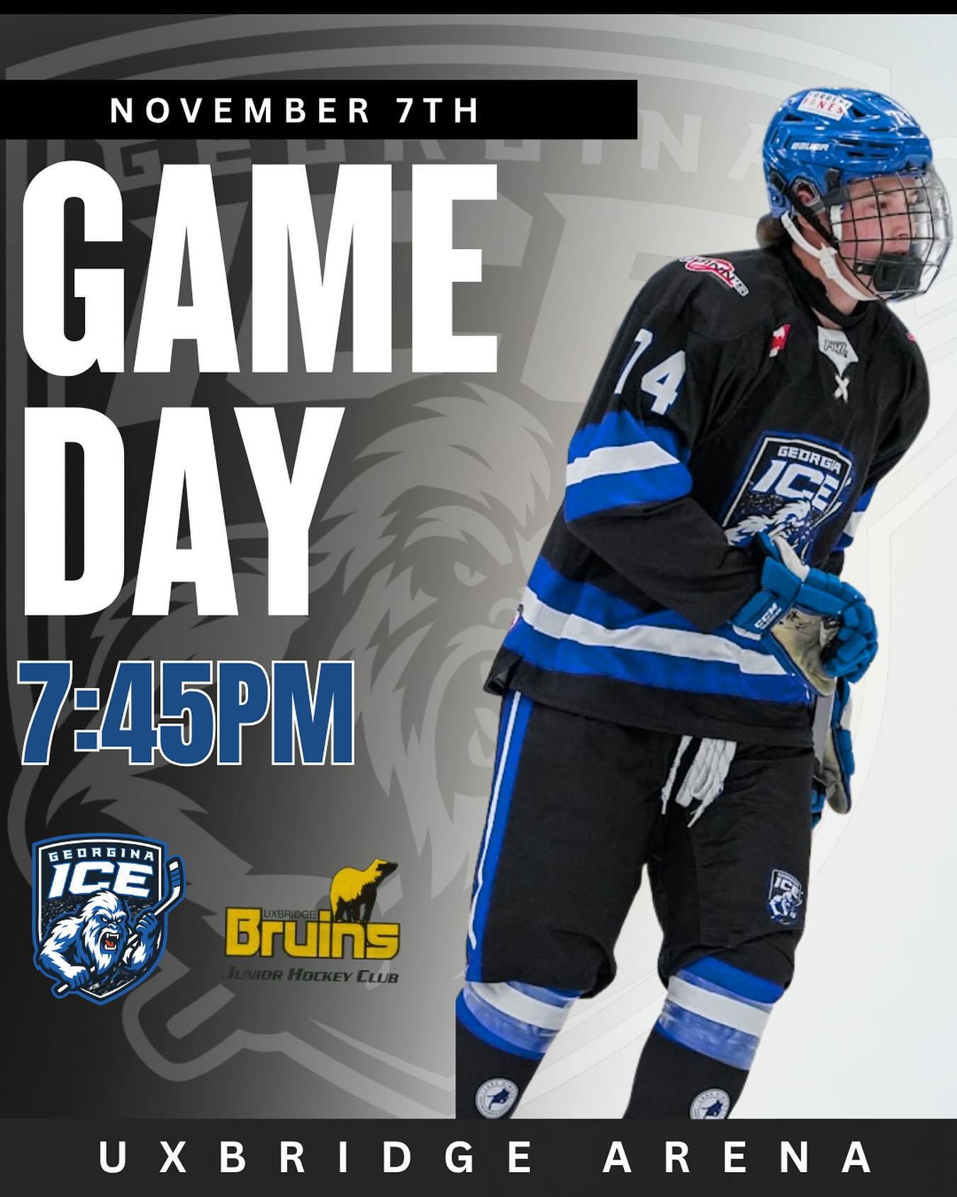 🥶🚨 Georgina Ice Gameday! 🚨🥶
Tonight we hit the road to face off against the Uxbridge Bruins 7:45pm puck drop safe drive to all the fans making the trip! #rollice #goicego