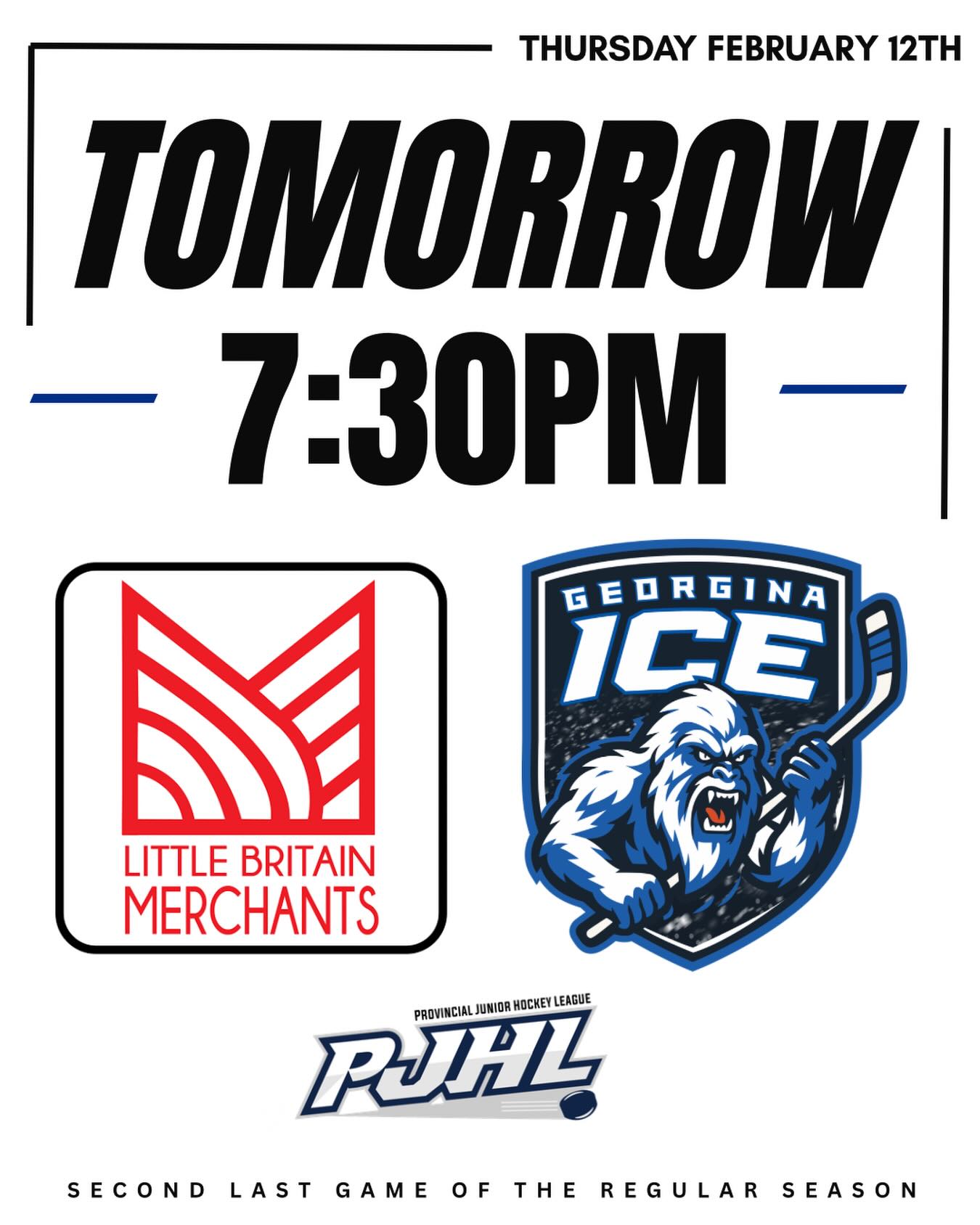 🥶🚨 Thursday Gameday! Reminder ice fans tomorrow we host the Little Britain Merchants 🚨🥶