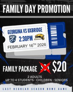 🥶🚨Join us as the Georgina Ice hit the ice for our Overage Celebration Game! 🚨🥶
Tomorrow , we proudly honor our overage players and recognize everything they’ve contributed to our team, our organization, and our community. Their leadership, dedication, and passion have made a lasting impact — let’s pack the rink and show them how much they mean to us! 💙❄️
It’s also our FINAL HOME GAME OF THE SEASON as we face off against the Uxbridge Bruins — you won’t want to miss this exciting matchup!
🎉 FAMILY DAY DEAL 🎉 Bring the whole crew! 👨‍👩‍👧‍👦 2 Adults + up to 4 Children, Seniors, or Students 💲 ONLY $20! 
Let’s fill the stands, celebrate our players, and cheer on the Ice one last time at home this season! 🏒💙