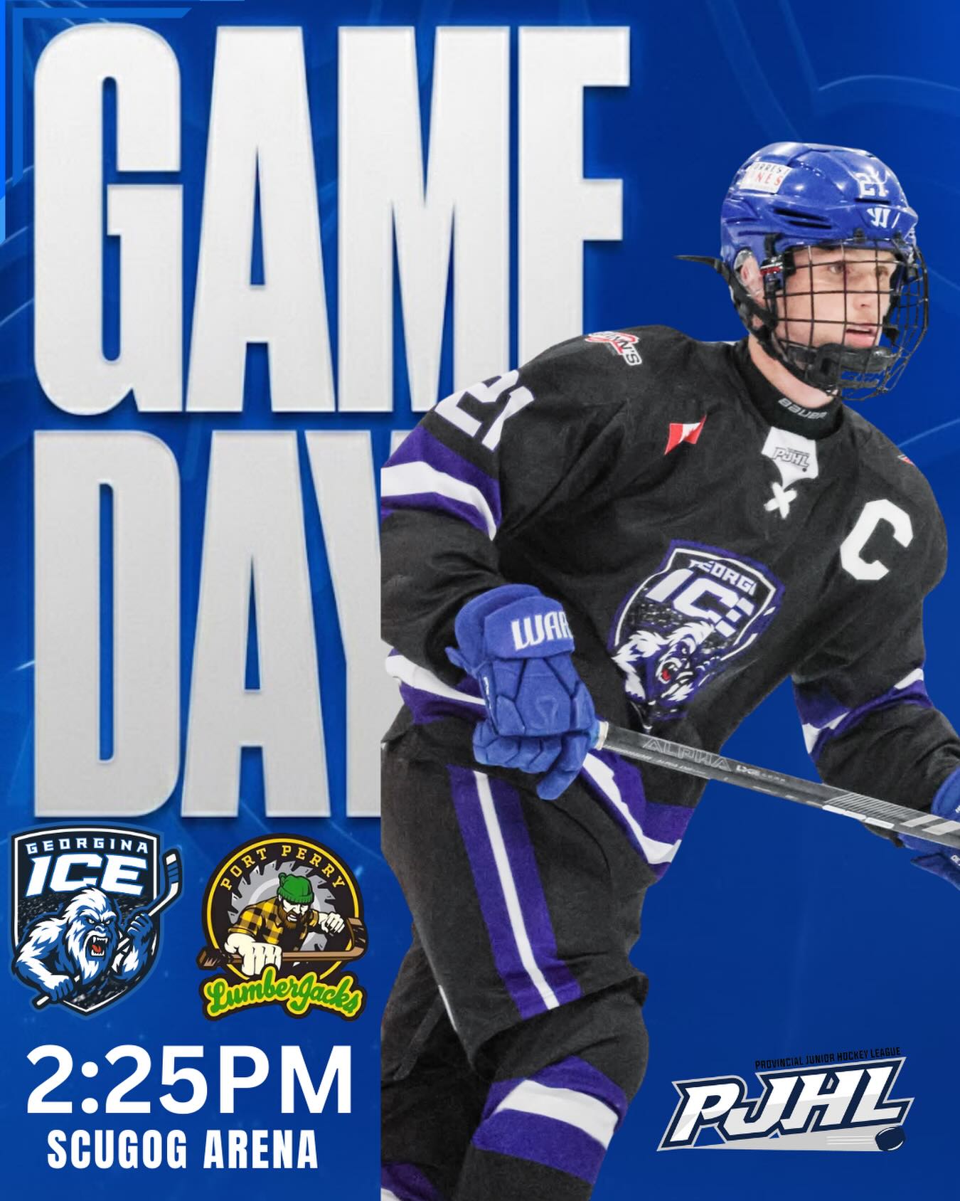 🚨🥶 Ice Gameday! 🚨🥶 Your Georgina Ice hit the road for their final away game of the season. 2:25PM puck drop against the Port Perry Lumberjacks —— #goicego #rollice