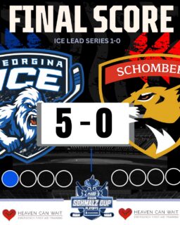 🥶🚨 Ice win Game 1 🥶🚨 #playofftime Your Georgina Ice take game one of the playoffs 5-0.  Player of the game is #74 Ferris with 2 goals 1 Thank you fans for your tremendous support tonight we hope to see you at our next home playoff game this Tuesday —— #playoffs #pjhl #cougarcup