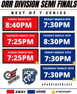 🥶🚨 ORR DIVISION SEMI-FINALS 🚨🥶
Your Georgina Ice are set to battle the Clarington Eagles in Round 2 of the playoffs — and it all starts THIS Friday!
Check out the Round 2 schedule above and make sure you’re there to cheer on the Ice every step of the way.
Don’t forget — we’ve added special Round 2 pricing and fan promotions to help you save at the gate and bring the spirit. Wear your Ice colours, bring the energy, and let’s make home ice count! ❄️🥶💙
#GoIce #OrrDivision #PlayoffHockey